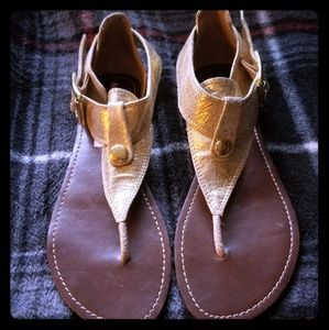 Steve Madden Gold Shimmer Leather Sandals